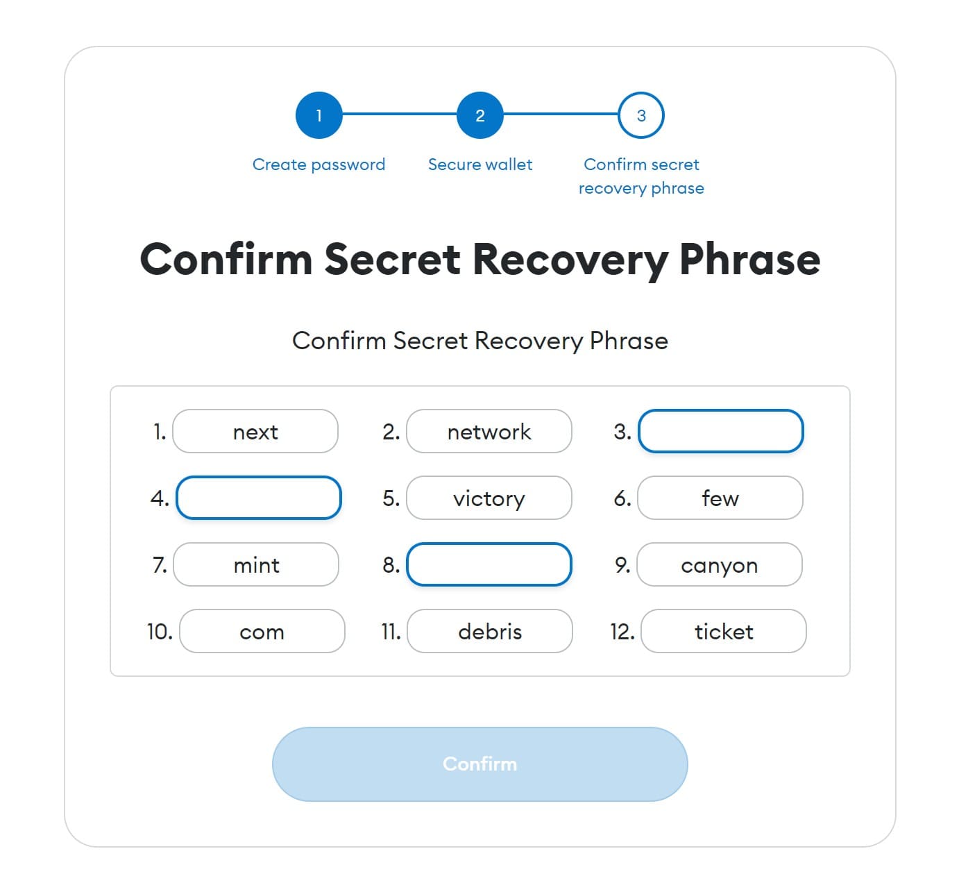 Verify that you wrote down the password!